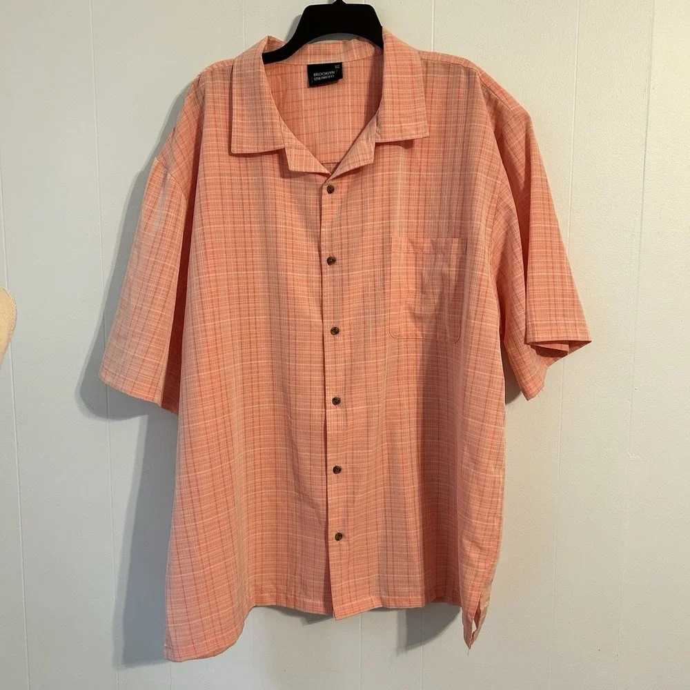 Men's 4X Brooklyn Unlimited Button-Down,‎ Short Sleeve Dress Shirt. Pink.